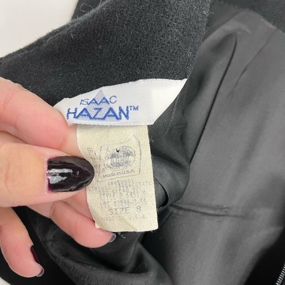 Isaac Hazan 100% wool skirt midi black size 8 - Picture 7 of 8